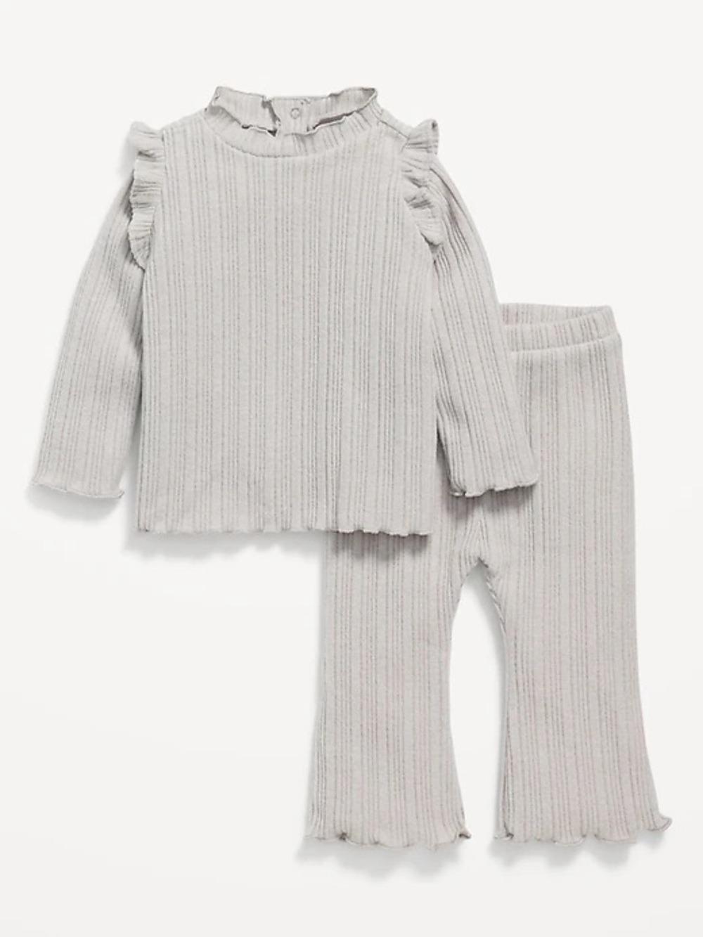 Old Navy Light Gray Ribbed Knit Top & Pants Matching Set